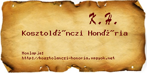 Kosztolánczi Honória névjegykártya